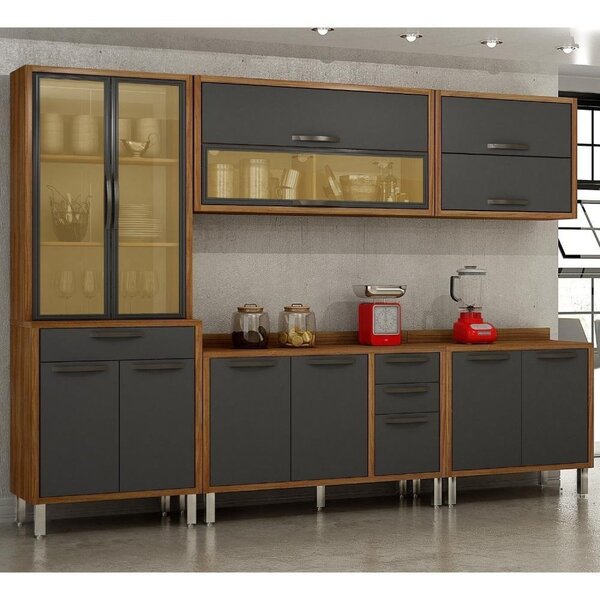 Cozinha 5 Peças Com Paneleiro, Balcão, Cristaleira E Armário