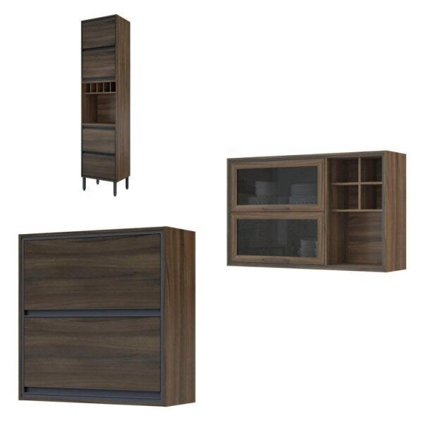 Cozinha 5 Portas 2 Portas Com Vidro 1 Gaveta Canela Thela