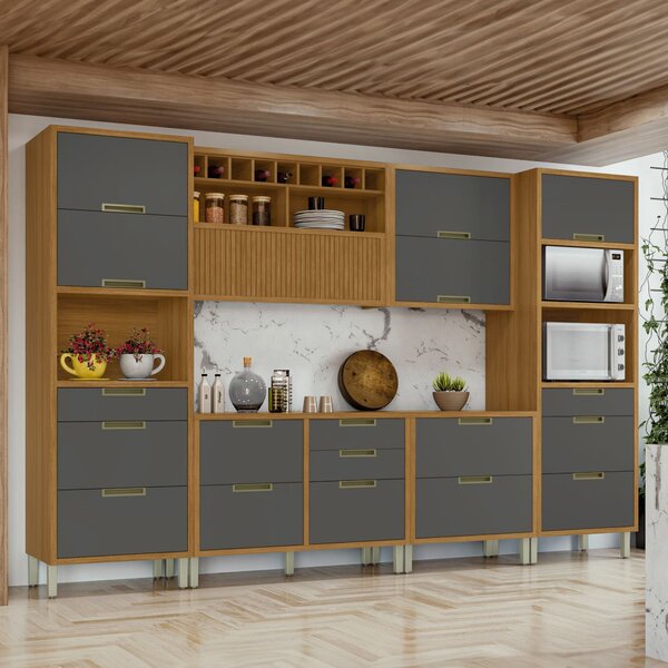 Cozinha 6 Peças 2 Paneleiros Ripado Imperatriz  100% Mdf Frei