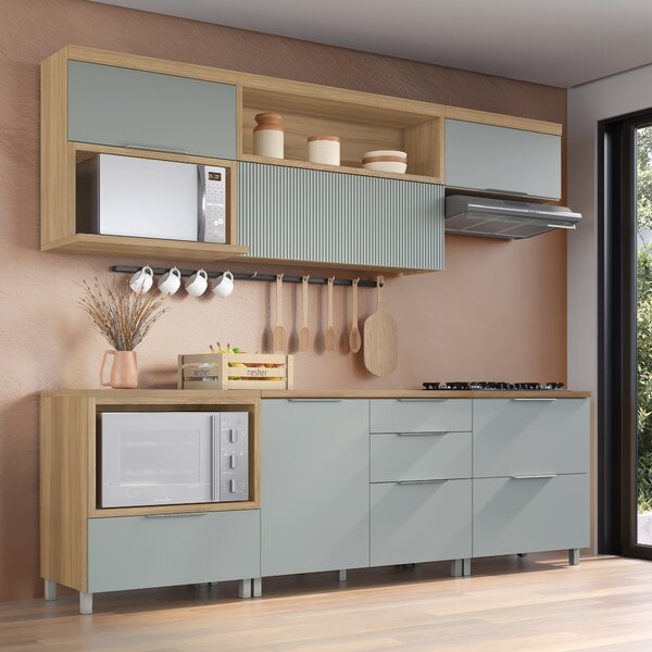 Cozinha 6 Peças 5 Portas 5 Gavetas Com Armário Aéreo  100% Md