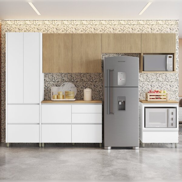 Cozinha 6 Peças 7 Portas 7 Gavetas Nichos Forno Ripado Rainha