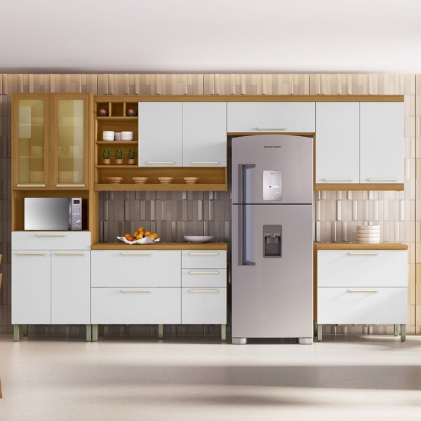 Cozinha 6 Peças Burguesa Premium  100% Mdf Freijó/branco