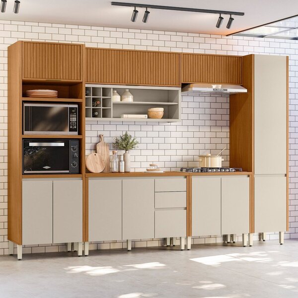 Cozinha 6 Pecas Com Torre Quente E Porta Ripada Matisse Natur