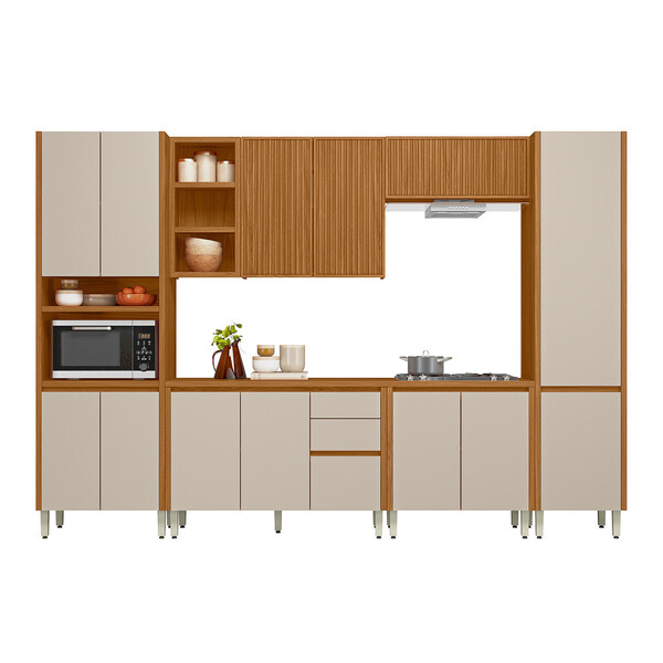 Cozinha 6 Peças Com Torre Simples E Porta Ripada Michelangelo