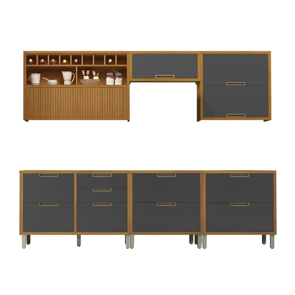 Cozinha 6 Peças Nesher Imperatriz 100% Mdf Freijó-grafite