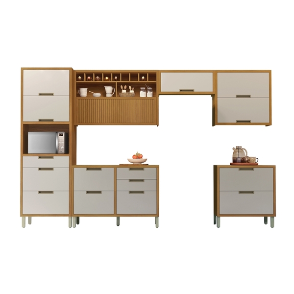 Cozinha 6 Peças Paneleiro Nesher Imperatriz 100% Mdf Freijó-o