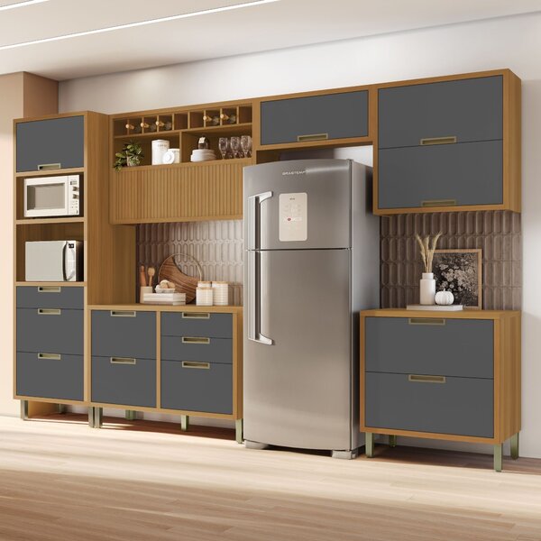 Cozinha 6 Peças Torre Quente Ripado Imperatriz  100% Mdf Frei