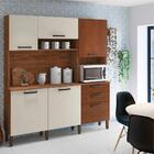 Cozinha 6 Portas 2 Gavetas Nogueira/off White Ripado