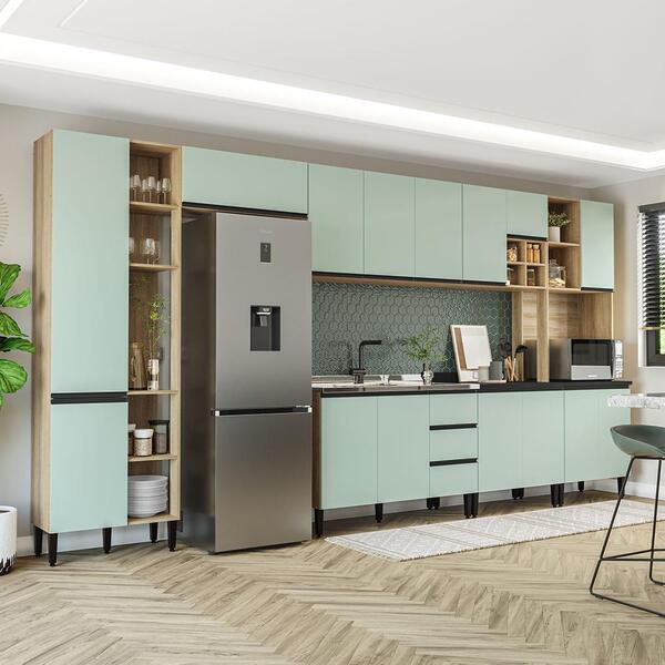 Cozinha 7 Módulos 15 Portas 3 Gavetas Adega Dobradiça Com Amo