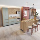 Cozinha 8 Peças 8 Portas 12 Gavetas Forno Ilha Ripado Rainha