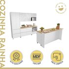 Cozinha 8 Peças 8 Portas 12 Gavetas Forno Ilha Ripado Rainha