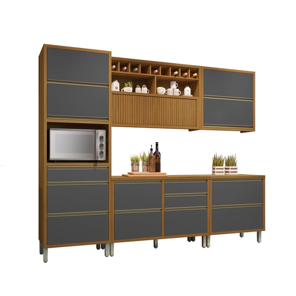 Cozinha 8 Peças Nesher Baronesa Gourmet 100% Mdf Freijó-grafi