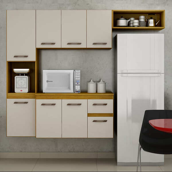 Cozinha 8 Portas 1 Gaveta - Brisa-cinamomo/off - Chf Móveis