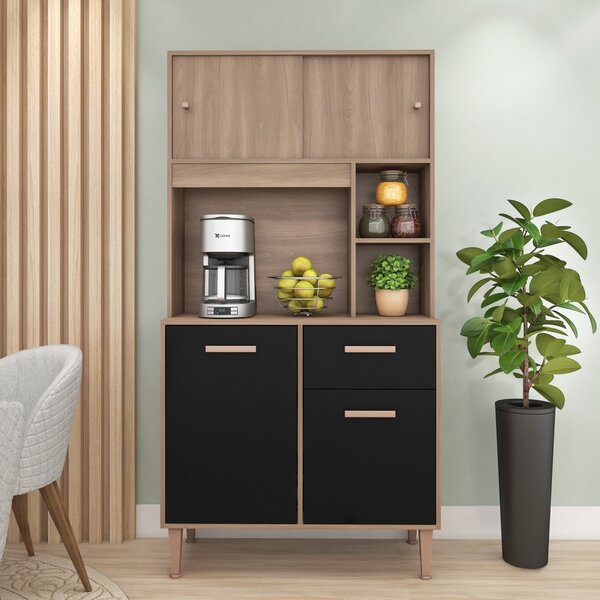 Cozinha 90cm 4 Portas 1 Gaveta Dália Manchester/preto