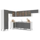 Cozinha 9 Módulos 14 Portas 4 Gavetas Puxador Inox Fettuccine