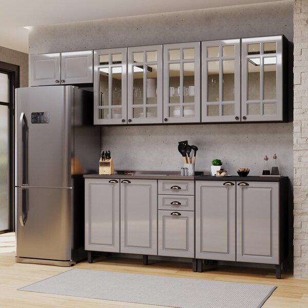 Cozinha  Americana Modulada Balcão Para Pia Sem Tampo Aéreos