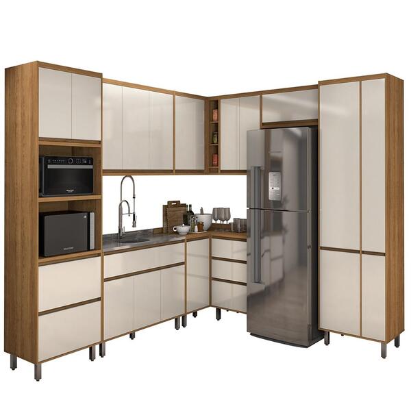 Cozinha Agata 01 2860x2616mm - 10 Peças Freijo/off White Vita