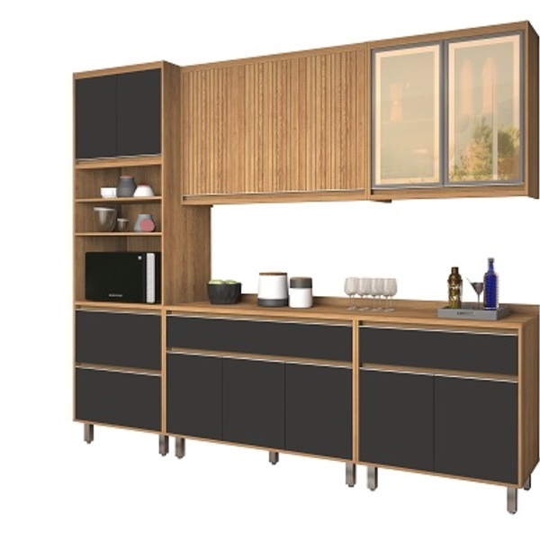 Cozinha Agata 05 Peças Ripado Freijó/grafite – Vitamov