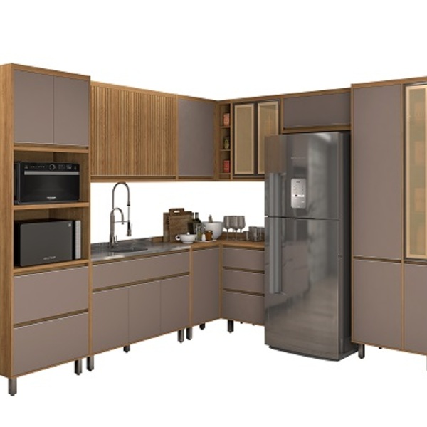 Cozinha Agata 10 Peças Ripado Freijó/connect – Vitamov