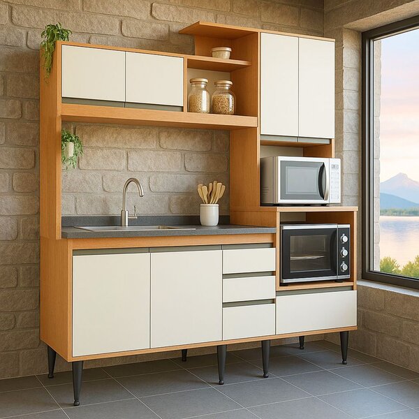 Cozinha Alice Compacta 8 Portas 2 Gavetas Nicho Para Forno E