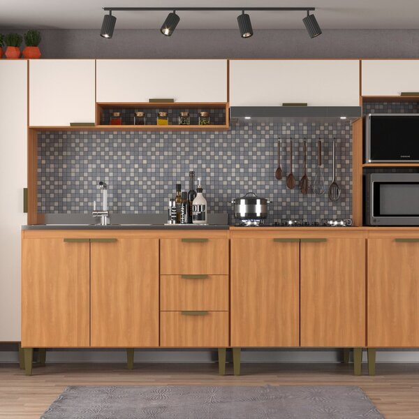 Cozinha Alta Completa 6 Peças Carol 300x193 Freijó/off White