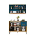 Cozinha Amanda 2 Peças 5 Portas 2 Gavetas Cinamomo/azul Turqu