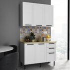 Cozinha Americana 120cm 3 Peças, 5 Portas E 3 Gavetas Branca