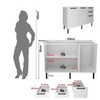 Cozinha Americana 190cm 3 Peças, 6 Portas E 5 Gavetas Branco