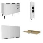 Cozinha Americana 190cm 4 Peças, 6 Portas E 5 Gavetas Branco
