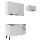 Cozinha Americana 200cm 3 Peças, 6 Portas E 3 Gavetas Branco