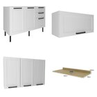 Cozinha Americana 200cm 4 Peças, 6 Portas E 3 Gavetas Branco