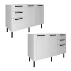 Cozinha Americana 200cm 4 Peças, 6 Portas E 3 Gavetas Branco