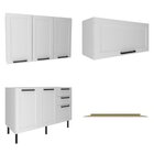 Cozinha Americana 200cm 4 Peças, 6 Portas E 3 Gavetas Branco