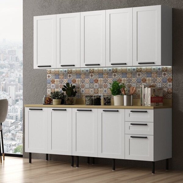 Cozinha Americana 4 Peças 9 Portas E 3 Gavetas Branco