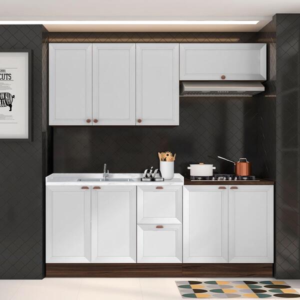 Cozinha Americana Com Balcão Para Cooktop E Pia 120cm 4 Peças