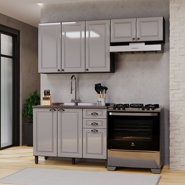 Cozinha Americana Modulada 3 Peças Balcão Sem Tampo Paris Chu