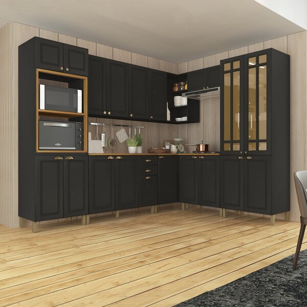 Cozinha Americana Modulada De Canto Reto Torre Quente Cristal