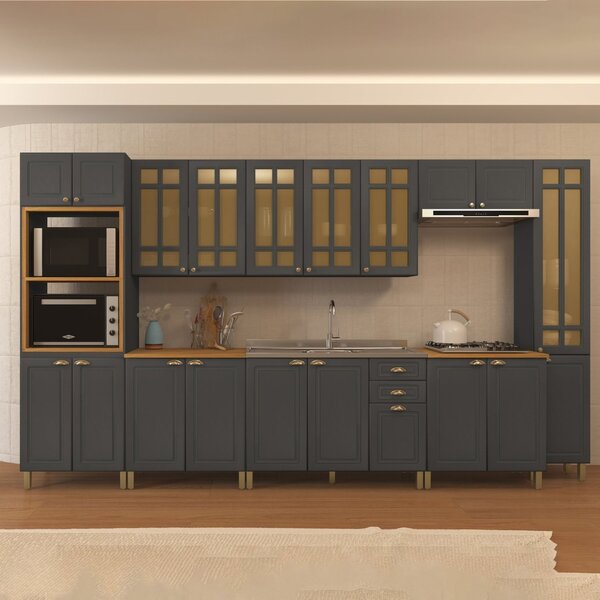 Cozinha Americana Modulada Torre Quente Aéreos E Paneleiro Si