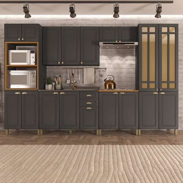 Cozinha Americana Modulada Torre Quente Cristaleira Com Vidro