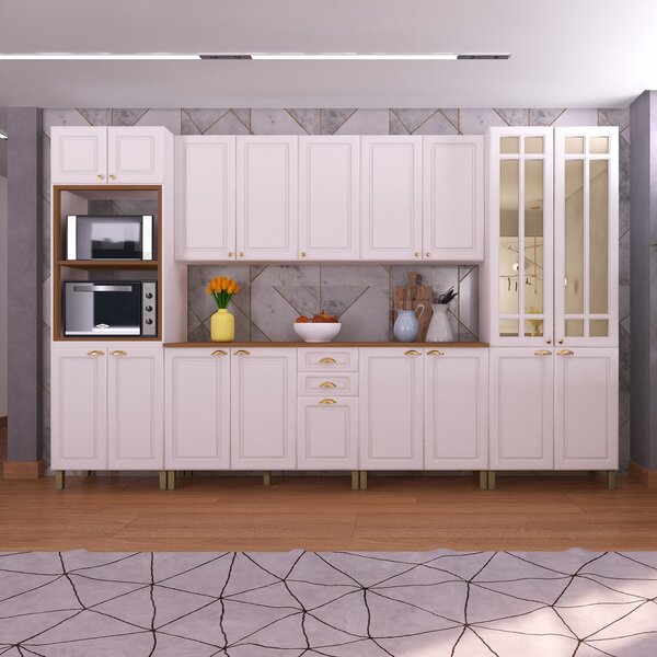 Cozinha Americana Modulada Torre Quente Cristaleira Com Vidro