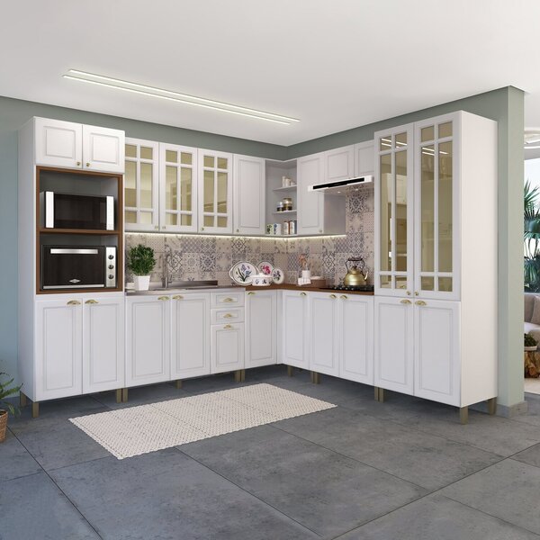 Cozinha Americana Modulada Vidro Reflecta Com Cristaleira Par