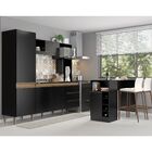 Cozinha Armário 215 Cm Vitória Mais Bancada 140 Cm Mdp Preta