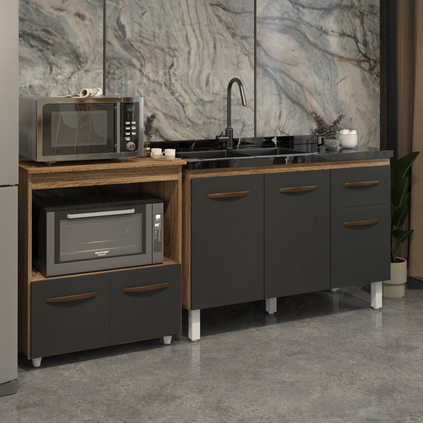 Cozinha Armário Balcão Gabinete De Pia Aline 120 Cm E Balcão