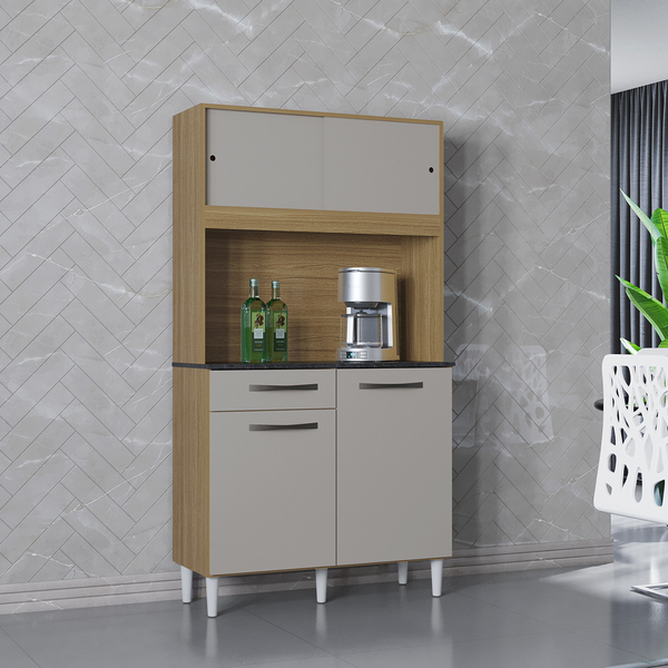 Cozinha Armário Kit Compacto Grazi 4 Portas 90cm - Damasco/of