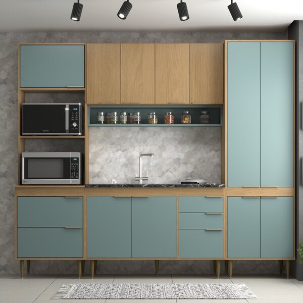 Cozinha Armário Modulado 4 Peças 240 Cm Comprimento Ágata Nog