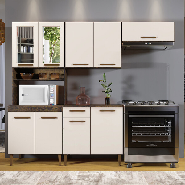 Cozinha Atenas Com Vidro Reflecta 9 Portas 1 Gaveta