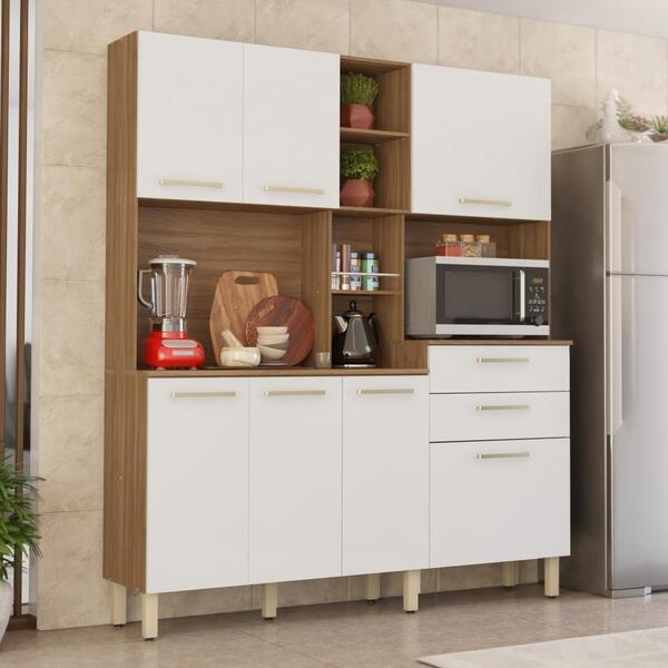 Cozinha Aurora 7 Portas 2 Gavetas Amendola Branco