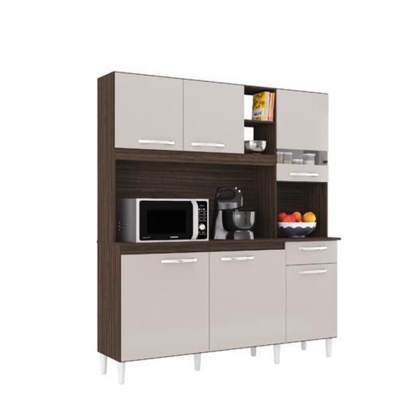 Cozinha Bárbara 6 Portas 1 Gaveta Chocolate / Off White - Poq