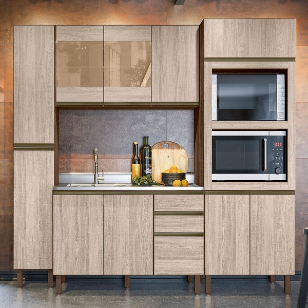 Cozinha Blumenau Sem Tampo 10 Portas Amêndoa Arezzo Tana Decor