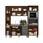 Cozinha Blumenau Sem Tampo 10 Portas Amêndoa Chumbo Tana Decor